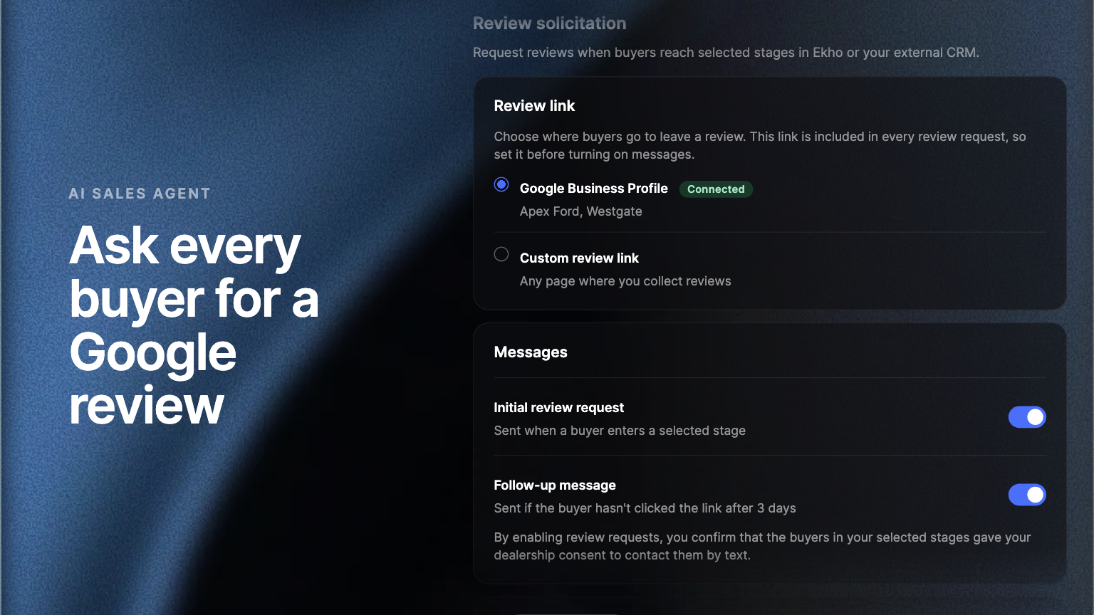 Ask Every Buyer to Review Your Dealership on Google, Automatically