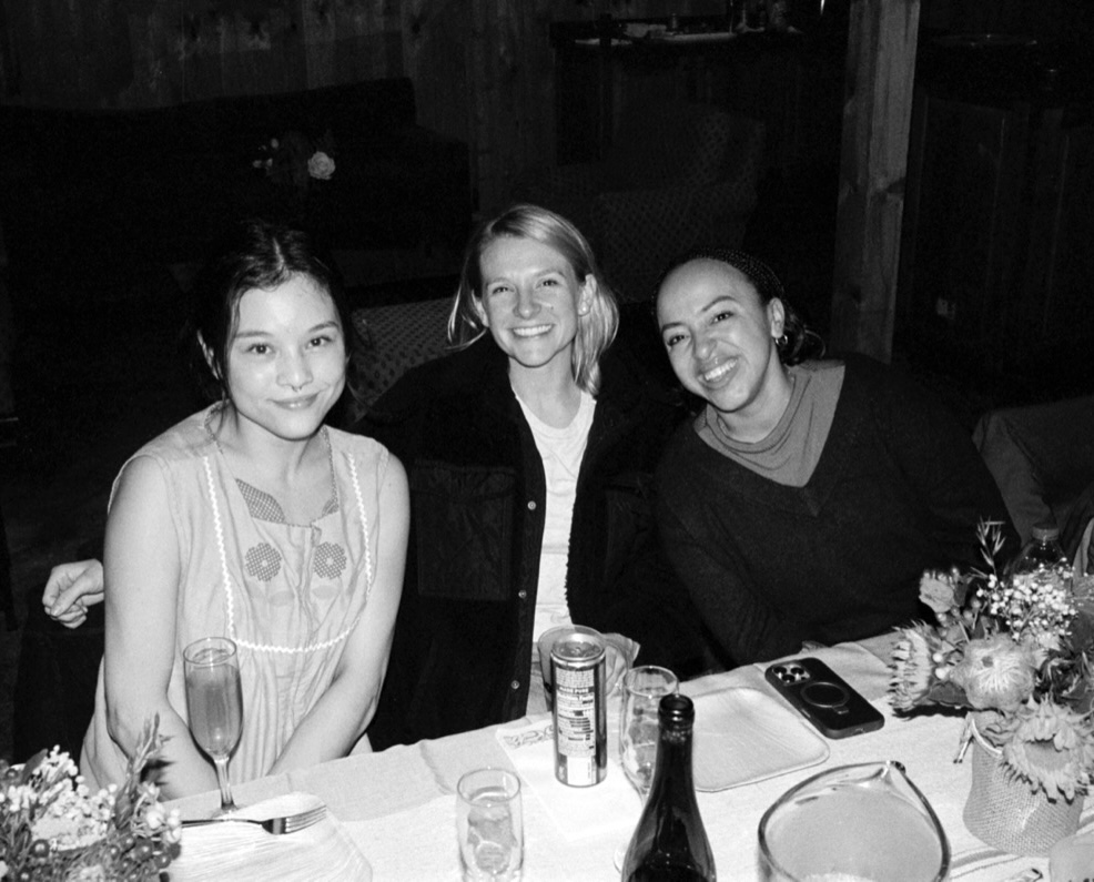Minnie, Ali, and Gabi at dinner