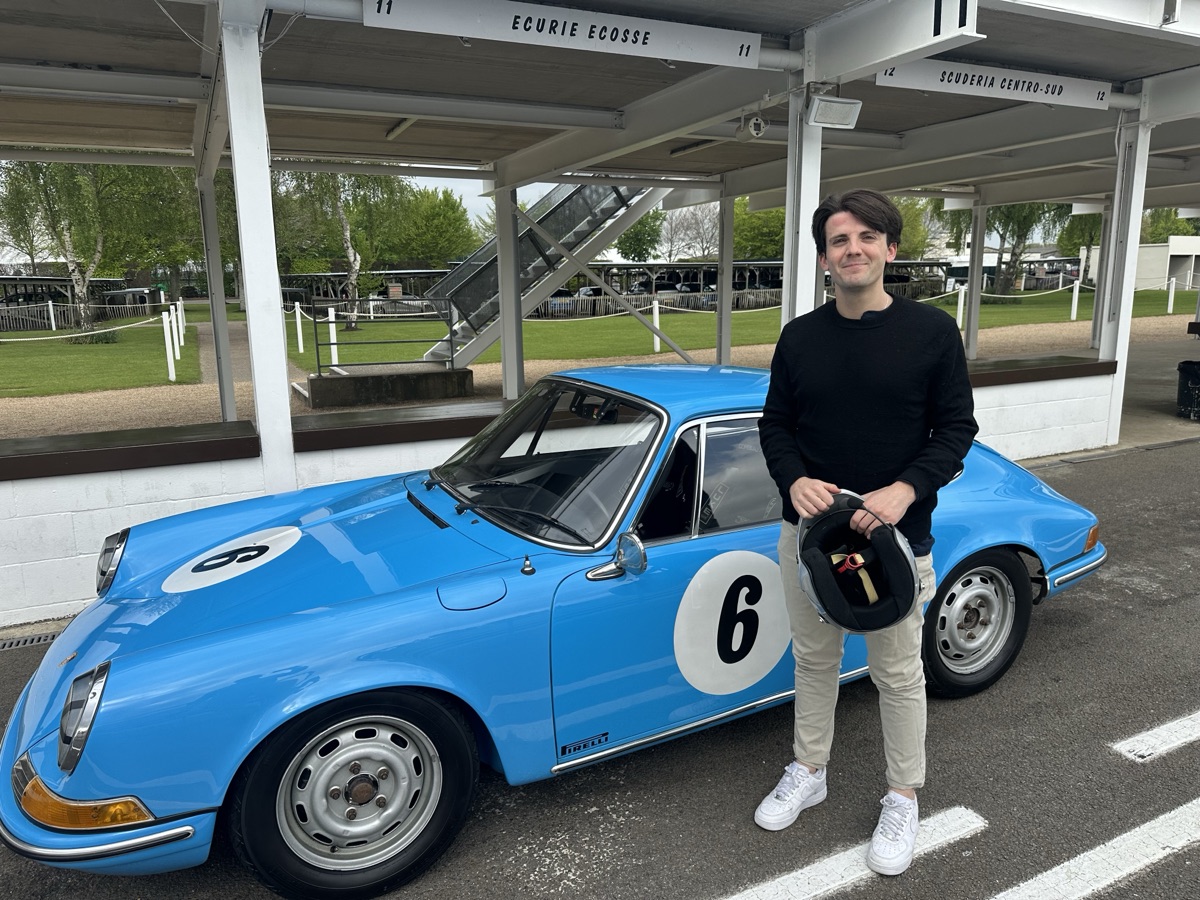 Rowan at Goodwood with a classic Porsche