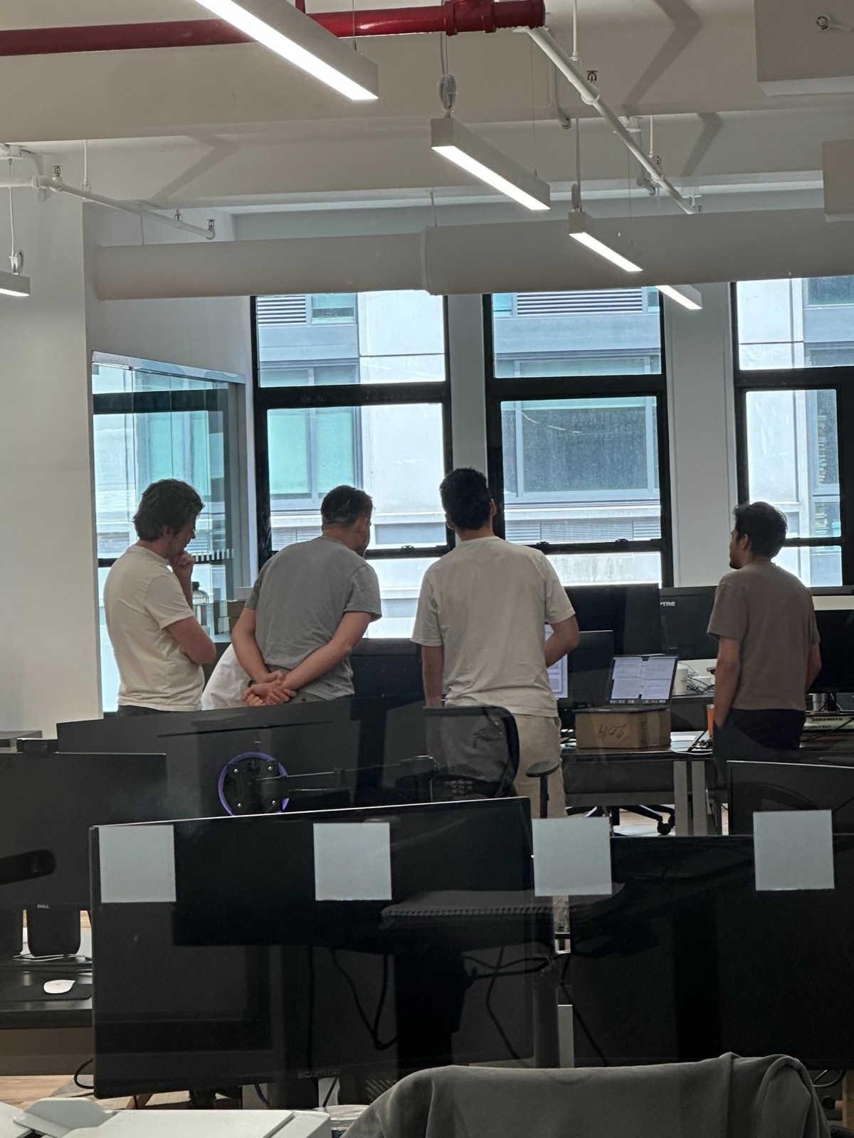 Standup meeting at the office window
