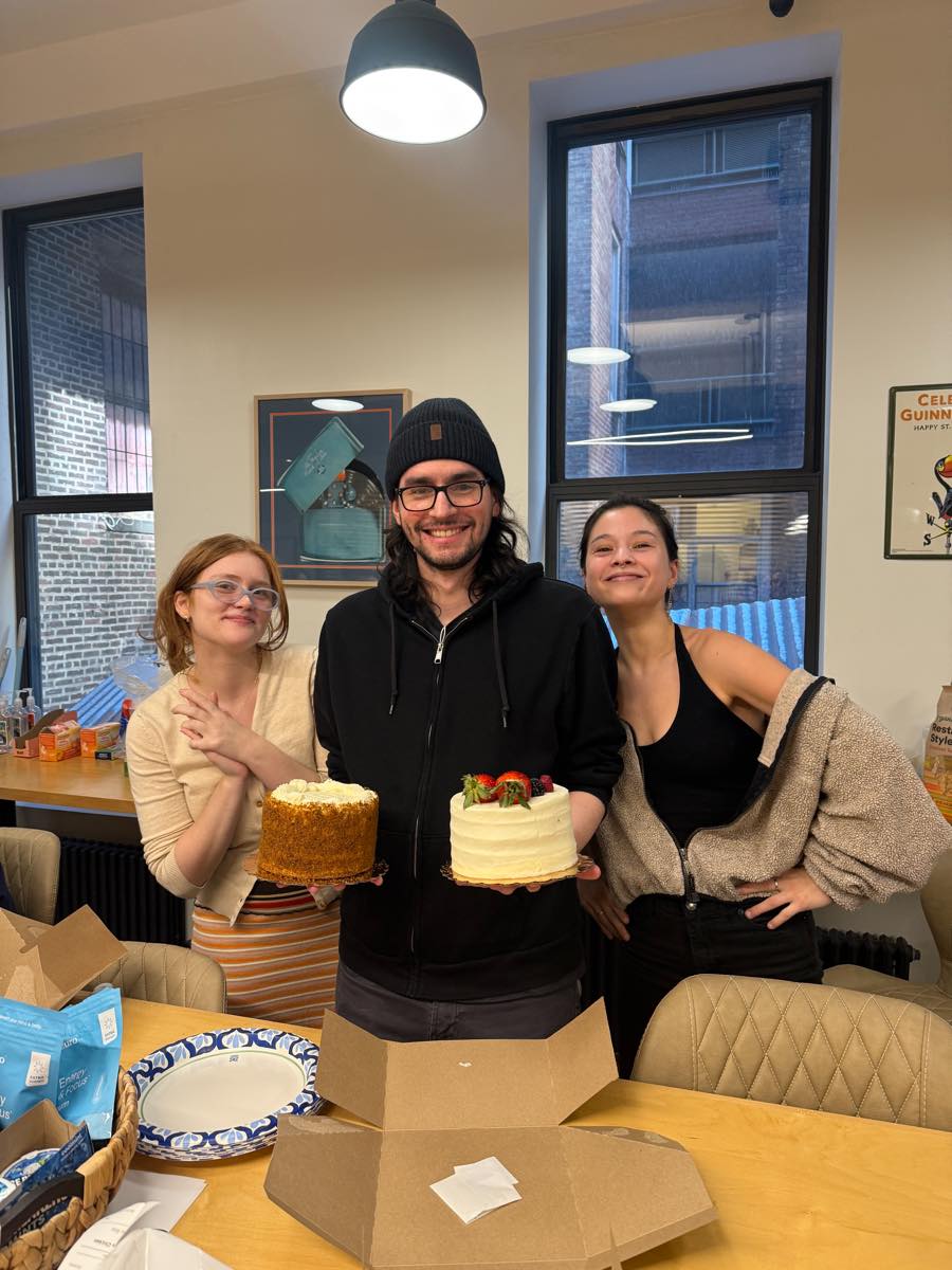 Sophia, Devin, and Minnie with cake